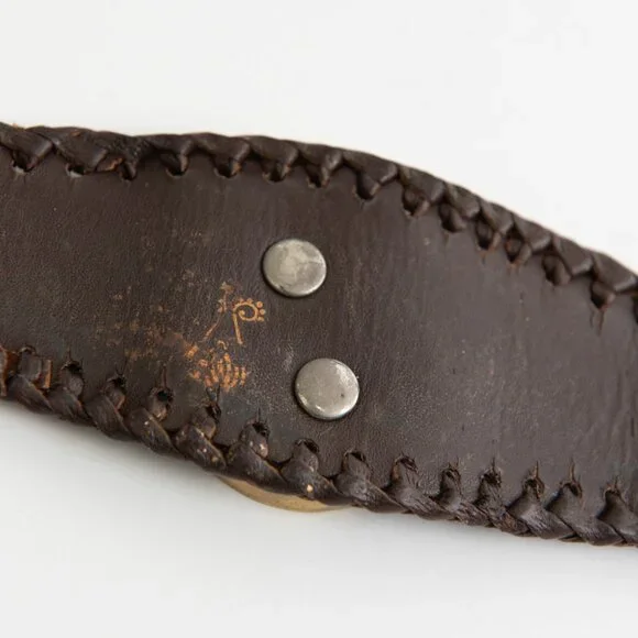 Starborn Ammonite Leather Cuff Bracelet Adjustable Statement Green Brown - Picture 7 of 11